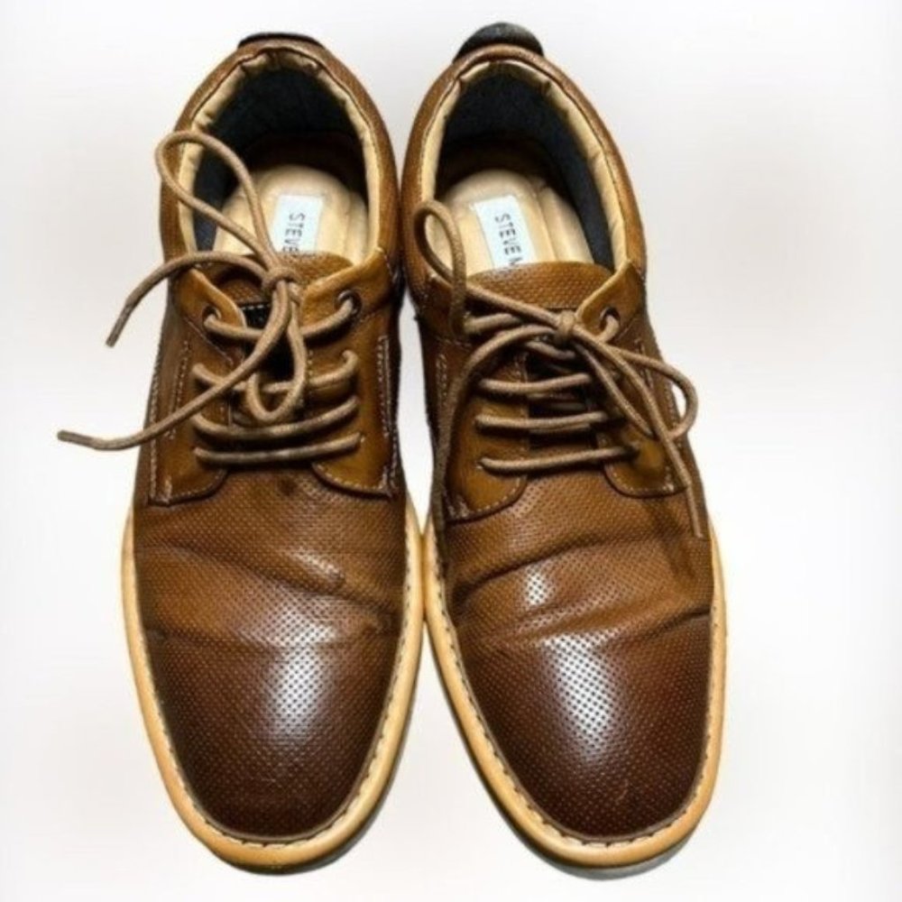 Steve Madden Brown Leather Oxford Dress Shoes Lace Up Mens 7.5